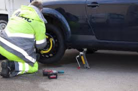 changing a flat tire